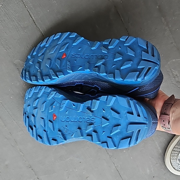 Salomon ortholite blue low hiking sneakers man's size 8 no tangle lasing system - Picture 5 of 7